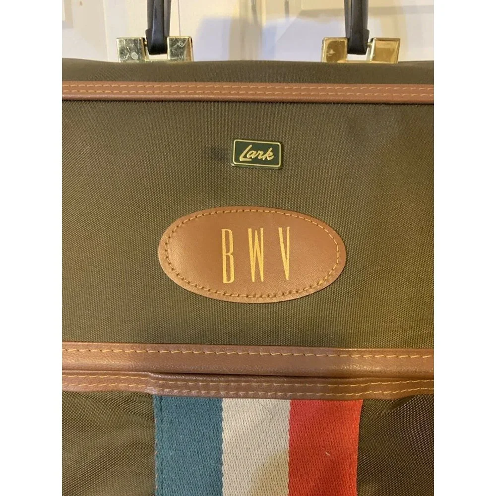 Vintage Lark‎ Travel Luggage Hanging Garment Bag Olive Brown